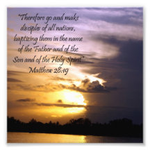 Lovely Sunset Scripture Verse Matthew 28:19 Print Photo Art
