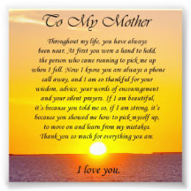 Lovely Sunset "To My Mother" Photo Verse
