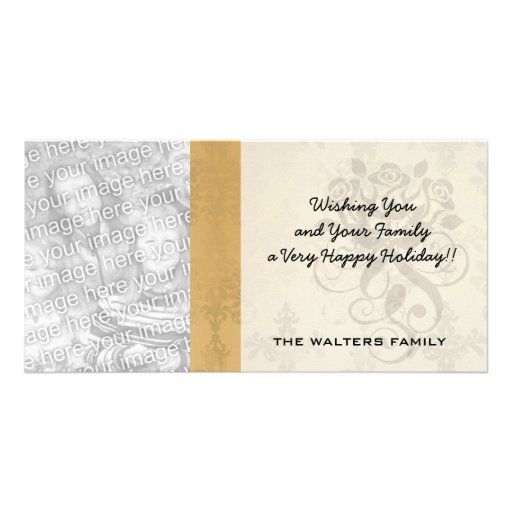 lovely vintage distressed gold damask photo greeting card
