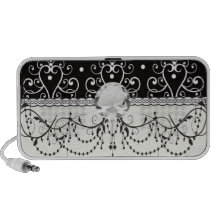 lovely white black heart chandelier chic damask mini speakers