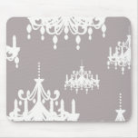 lovely white chandelier damask on grey silver mousemats