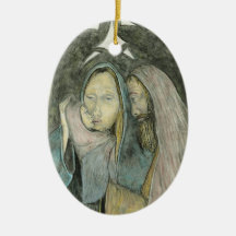 Loving Holy Family Oval Christmas Ornament