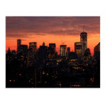 Lower Manhattan Skyline at Twilight, Pink Sky A1 Post Cards