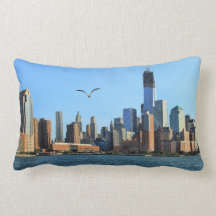 Lower Manhattan Skyline: WTC, Woolworth Throw Pillows