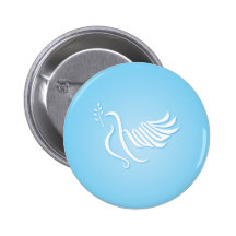 Lt Blue Shalom Peace Dove Button