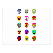 Lucha Libre Mask Mexican Wrestling Post Card