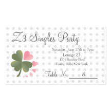 Lucky 4 Leaf Love Clover Party Reservation Card Business Cards