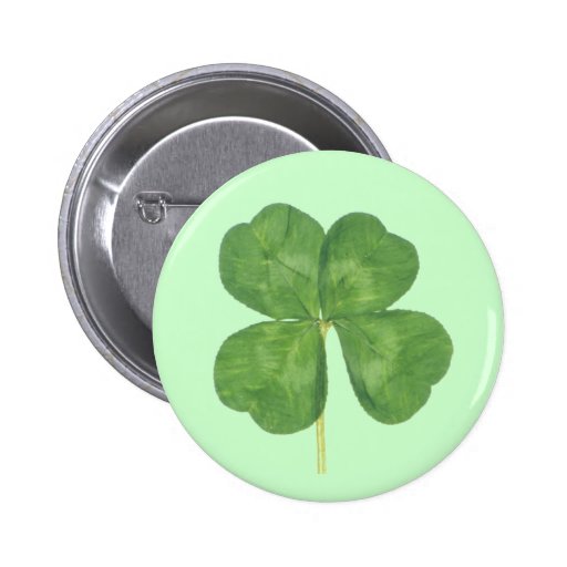 Lucky Four-Leaf Clover Shamrock Button