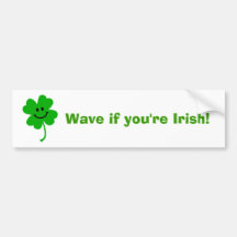 Lucky four leaf clover smiley face bumper stickers