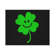 Lucky four leaf clover smiley face canvas prints