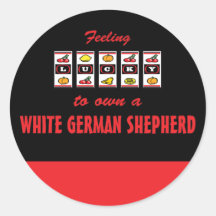 Lucky to Own a White German Shepherd Fun Design Round Sticker