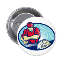 Lumberjack Sawyer Logger Woodcutter Retro Pinback Button