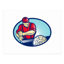 Lumberjack Sawyer Logger Woodcutter Retro Post Cards
