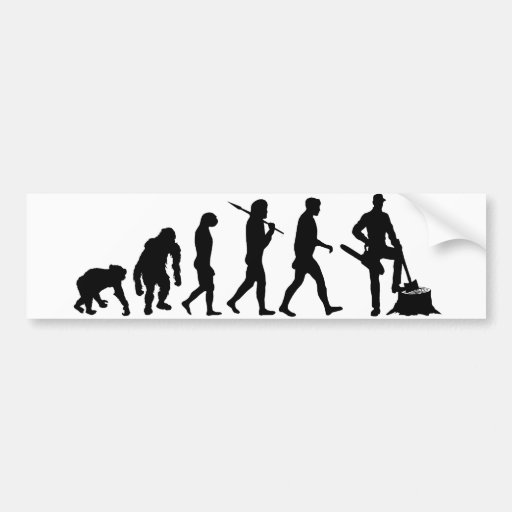 Lumberjack tree feller loggers bunyan evolution bumper stickers