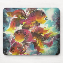 Luminous Colourful Goldfish Silk Art Mouse Mats