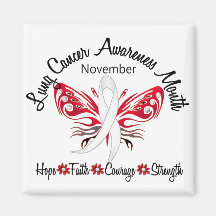 Lung Cancer Awareness Month Butterfly 3.2 Fridge Magnets