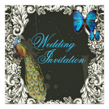 Luxury Butterfly Vintage  Peacock Invitation