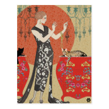 Lydia & Bengal in Red and Gold Postcards