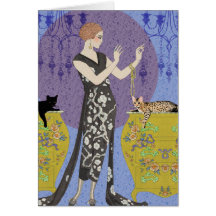 Lydia & Bengal in Yellow and  Blue Greeting Cards