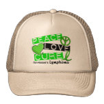 Lymphoma Awareness Non-Hodgkin's PEACE LOVE CURE Hat