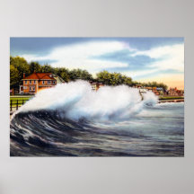 Lynn Massachusetts Surf at the Seawall Poster