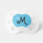 M Name Monogram Baroque Damask Style