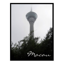 macau tower grey postcards