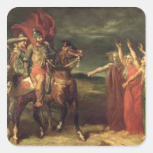 Macbeth and the Three Witches, 1855 Square Stickers