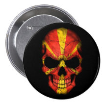 Macedonian Flag Skull on Black Pin