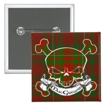 MacGregor Tartan Skull Pinback Button