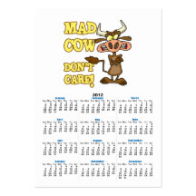 MAD COW DONT CARE FUNNY ANIMAL HUMOR BUSINESS CARD
