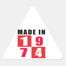 Made In 1974 Birthday Designs Triangle Stickers