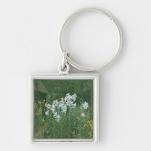 Madonna Lilies in a Garden Key Chain