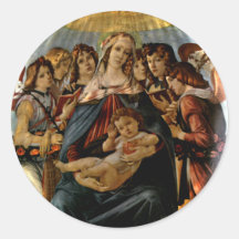Madonna of the Pomegranate - Botticelli Round Stickers