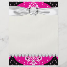 magent pink black white henna damask custom flyer