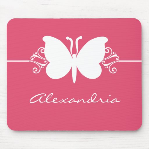 Magenta Butterfly Swirls Mousepad