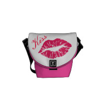 Magenta Kiss Lips Rickshaw Messenger Bag
