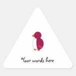 Magenta pink penguin triangle sticker