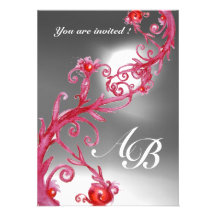 MAGIC BERRIES 4,MONOGRAM red white crystal Invites