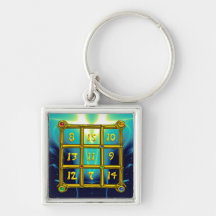 MAGIC SQUARE 33 , Blue Turquase Keychain