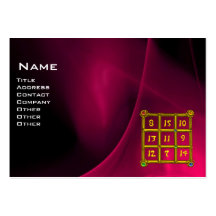 MAGIC SQUARE 33 , Pink Fuchsia Black Business Card Template