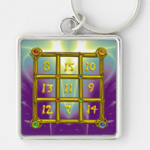 MAGIC SQUARE 33 , Pink Violet Purple Blue Keychains
