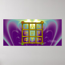 MAGIC SQUARE 33 , Purple Blue Print