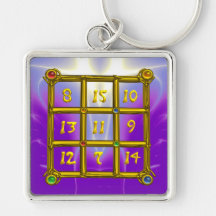 MAGIC SQUARE 33 , Violet Purple Keychain