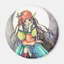 Magnet - Gypsy Witch and cat  " The Visitor  "