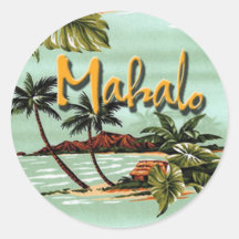 Mahalo Hawaiian Island Round Sticker