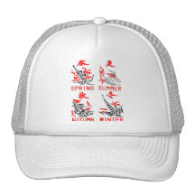 Mahjong Tiles, Four Seasons , On White Background Hats