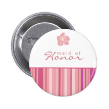 Maid of Honour Button-Modern Stripes (Pink)