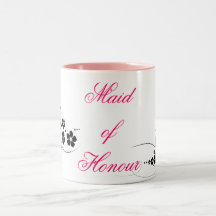 Maid of Honour pink and black Coffee Mugs