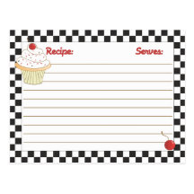 Mailable Cherry Cupcake Recipe Cards Post Cards